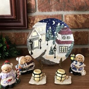 Rare Vintage 90’s Teddy Bear Carolers 10pc Tea Set